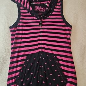 Abbey Dawn Pink and Black Striped Kids Hoodie
